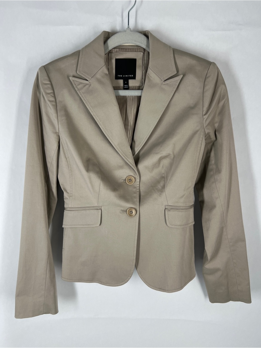 The Limited Tan Stretch Cotton Fitted Blazer Size 2
